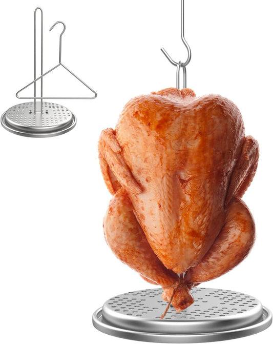 moasker Turkey Fryer Rack and Lifter Hook Set for Poultry Roasting - B0B81MX3XM main image